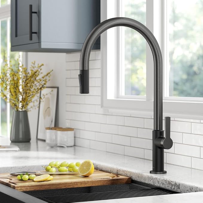 KRAUS Oletto High-Arc Single Handle Pull-Down Kitchen Faucet in Matte - Image 2