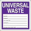 Accuform Signs MHZW16EVC Adhesive-Poly Vinyl Hazardous Waste Label, Universal Waste", 6" Length x 6" Width x 2.6 Mil Thickness, Purple/Black/White (Pack of 100)