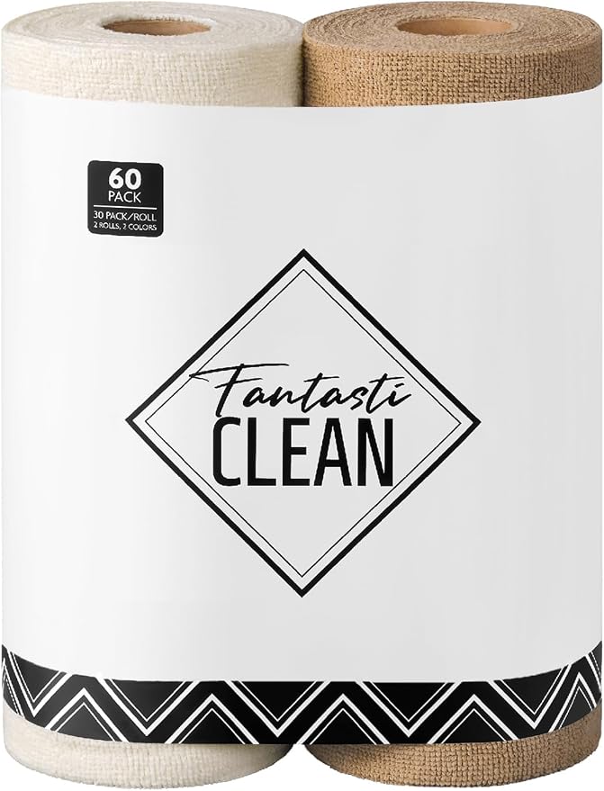 Fantasticlean Microfiber Cleaning Cloth Roll- 60 Sheets, Tear-away Microfiber by Fantasticlean