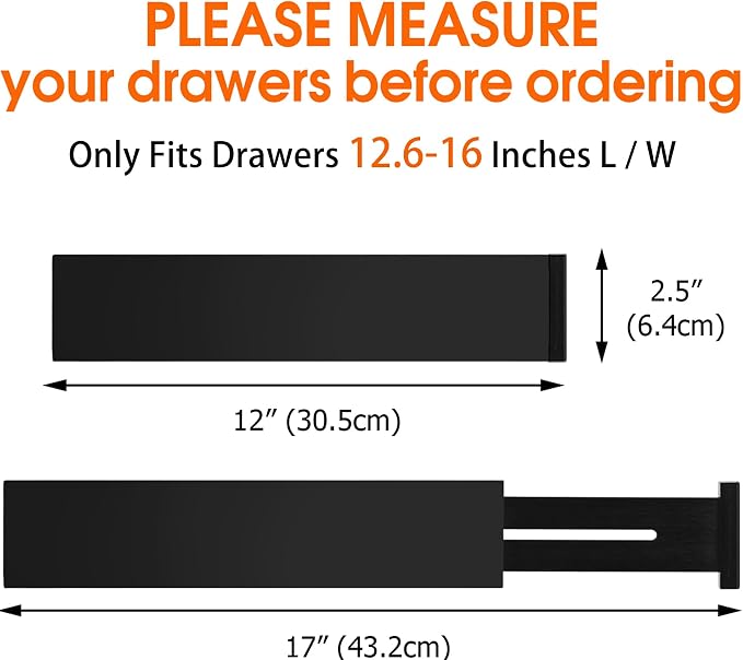 Bamboo Drawer Dividers, Adjustable Drawer Organizers, Fits 12.6–16" Drawers | - Image 2