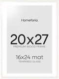 Homeforia 20x27 White Picture Frame, High End Oak 20x27 White Wooden Poster Frames with Mat 16x24 for Print, 20 x 27 Wood Frame Matted to 16 x 24 Photo, 27x20 Frame, Tempered Glass, Wall Kit, Set of 1