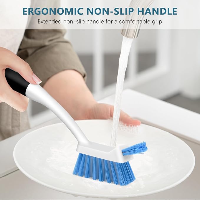 SetSail 3 Pack Dish Brush Set, Long Handle Kitchen Scrub Brush | Built-in - Image 5