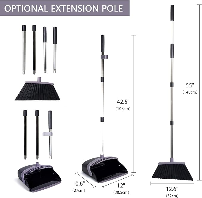 Broom and Dustpan Combo Set, Charcoal | Heavy Dust, Dustpans - Image 5