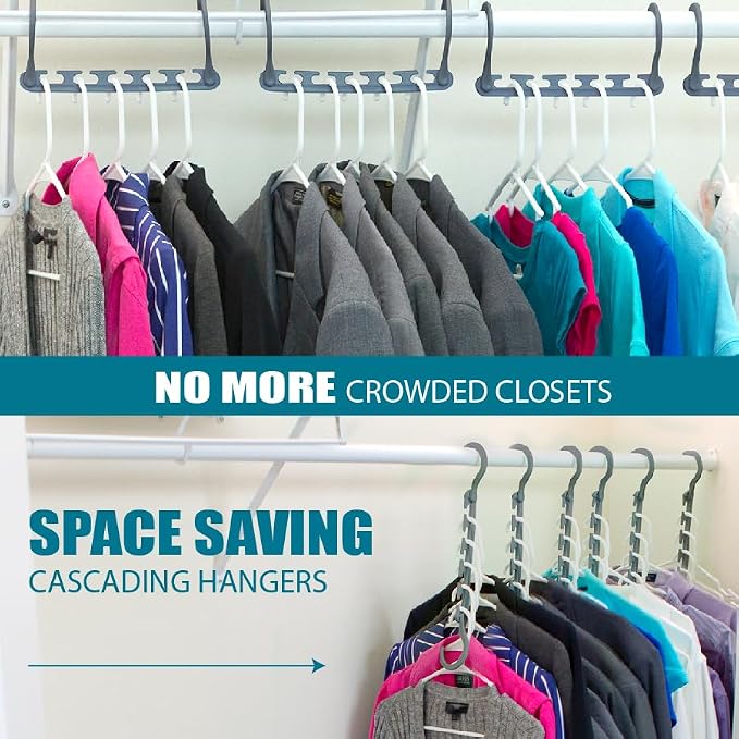 Max 30-Pack Space Saving Hangers, Reinforced Hooks Swivels 360°, Cascading - Image 6