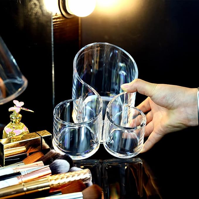 Acrylic Makeup Organizer Cosmetic Storage Display Case Makeup Brush Cotton Ball - Image 3