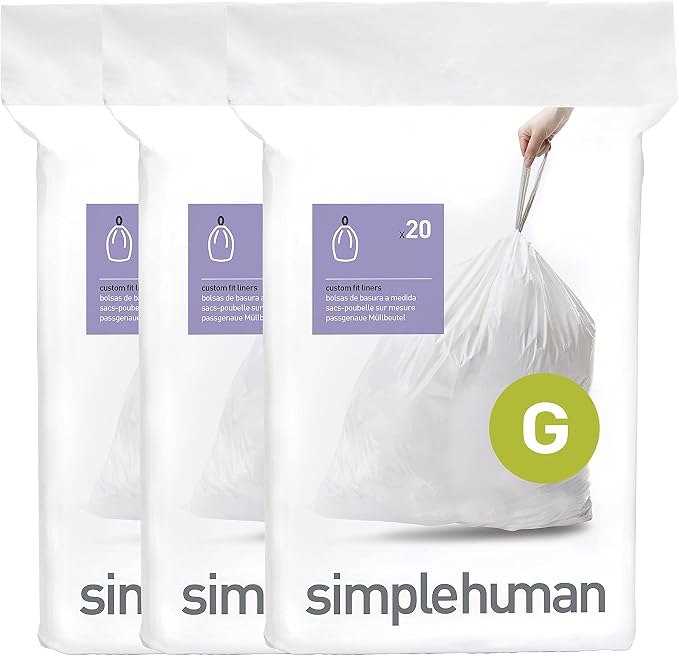 simplehuman Code G 60 Count Custom Fit Liners, Drawstring Kitchen Trash Bags by Unknown