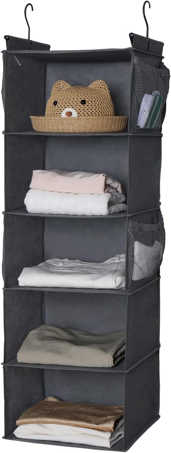 MAX Houser 5 Shelf Foldable Hanging Closet Organizer, Cloth Hanging Shelf - Image 7