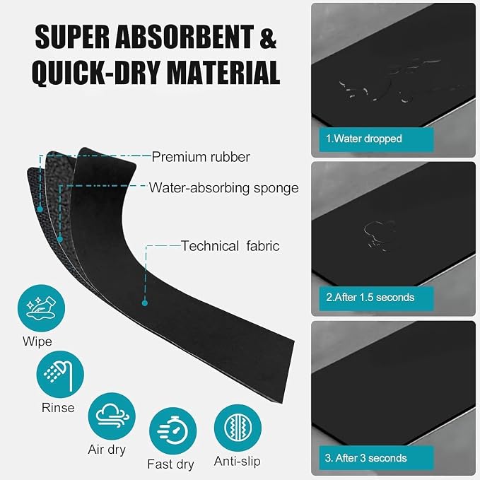 Customizable Kitchen Sink Faucet Mat: 24" Lx4 W Absorbent Splash Guard | 2PCS - Image 5