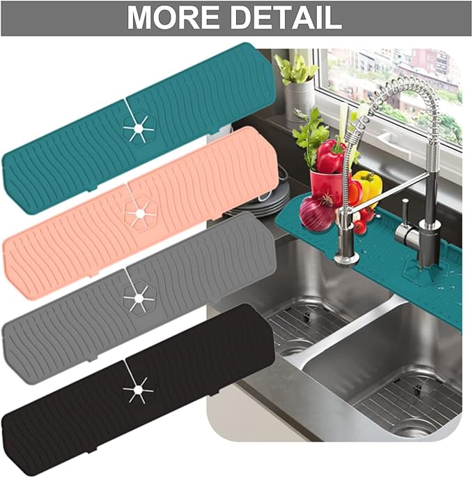 2 Pack Kitchen Faucet Sink Splash Guard, Sink Draining Pad Behind Faucet - Image 5