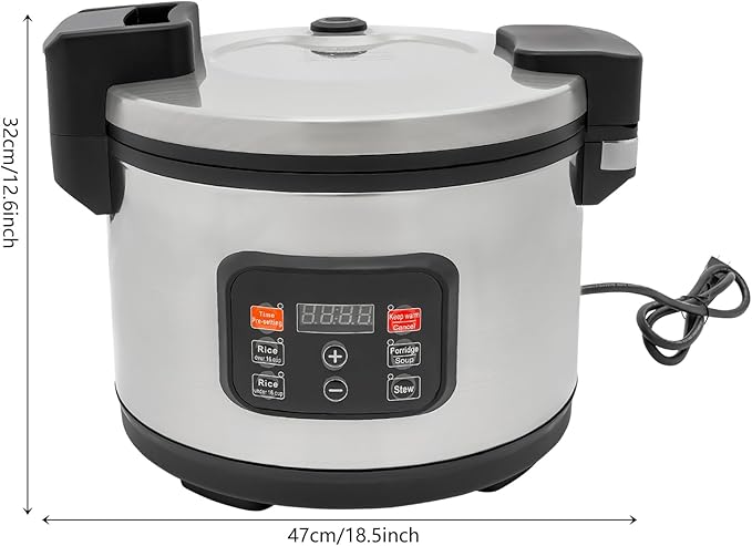 Commercial Electric Rice Cooker/Warmer, 13L Large Intelligent Multifunctional Rice Cooker with LED Display, Measuring Cup, Rice Spatula for Cooking Rice, Porridge, Soup