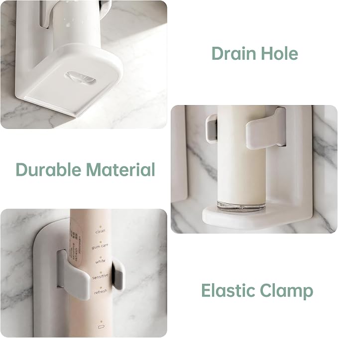 PAVSTINE 2-Pack Self Adhesive Electric Toothbrush Holder, Quick-Dry Ventilation - Image 5