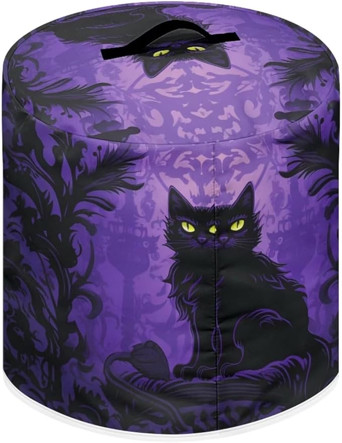 TODIYADDU Halloween Gothic Cat Dust Cover for Electric Pressure Cooker Waterproof Air Fryer Cover Dust Cover with Storage Pocket and Handle Portable Instant Pot 6 Quart Pressure Cooker Cover Gifts