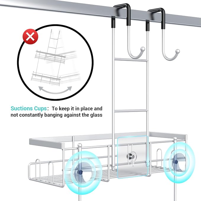 Aitatty Over the Door Hanging Shower Caddy: No Drill Rustproof Shower Rack - Image 3