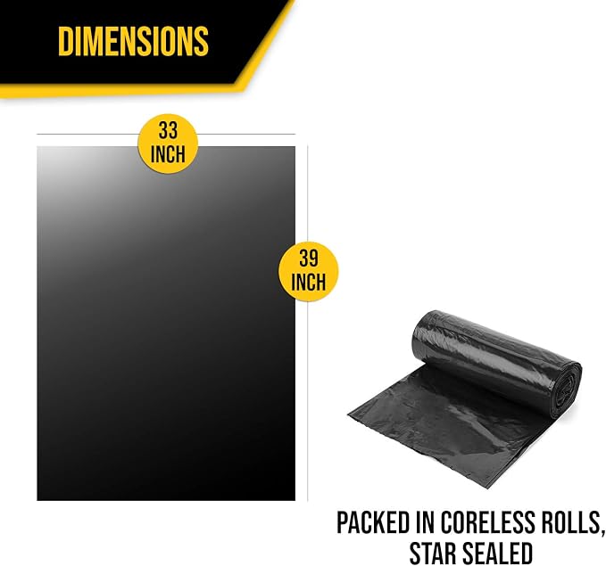 Aluf Plastics 33 Gal Black Trash Bags, 1.5 MIL - Image 4