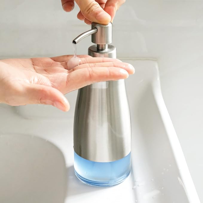 AUMIO 2-Pack Hand Soap Dispenser Set, Stainless Steel Case - Image 4