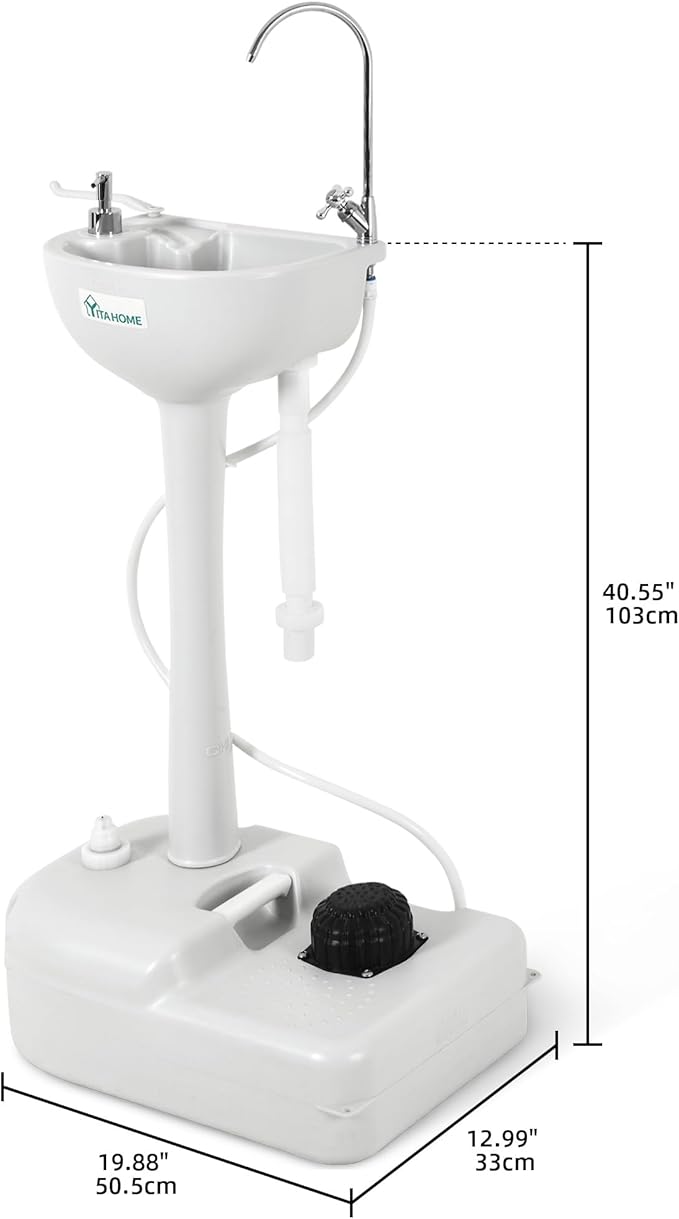 YITAHOME Upgraded Portable Sink Camping Hand Washing Station with 17 L Wash Basin Stand, Rolling Wheels, Soap Dispenser, Towel Holder, for Garden, Outdoor, Travel, Boat, Gather, Indoor, Worksite