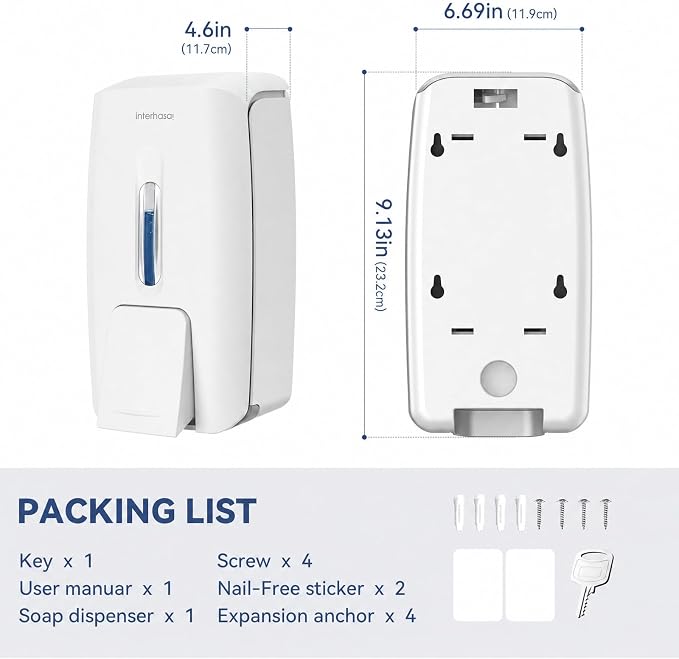 interhasa! Commercial Hand Soap Dispenser Wall Mount | Dual-Lock Design - Image 9
