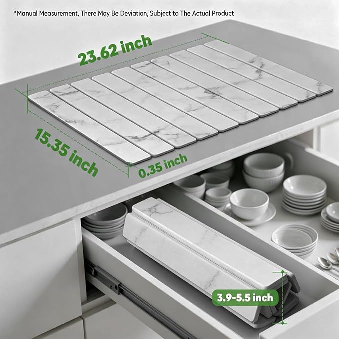 Stone Drying Mat for Kitchen Counter, Quick Diatomaceous Earth Mats for Dishes - Image 2