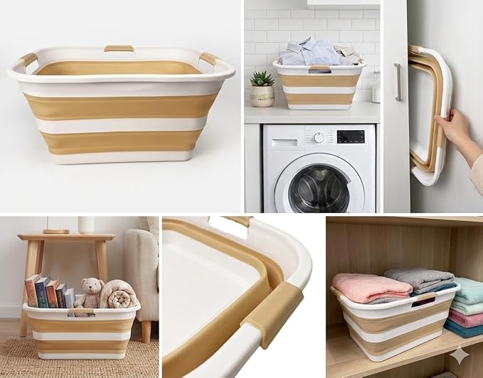 SAMMART 42 Collapsible Plastic Laundry Basket, Foldable Pop Up Storage - Image 6