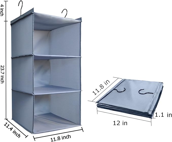 Hanging Closet Organizer 3-Shelf, Oxford Fabric Wardrobe Storage, shoes & - Image 3