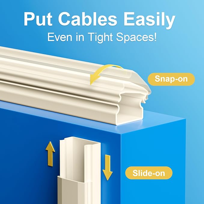 Yecaye TV Cord Hider, 42in Cord Cover Wall Mounted, W1.18in H0.6in, Wire Covers - Image 8