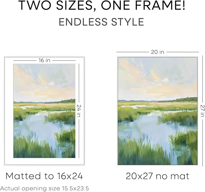 Homeforia 20x27 Picture Frame White, High End Metal 20x27 Poster Frames with Mat 16x24 Photo, 20 x 27 White Frame Matted to 16 by 24 Print, 27by20 Thin Hanging Frames, Tempered Glass, Wall Kit, Set of 1