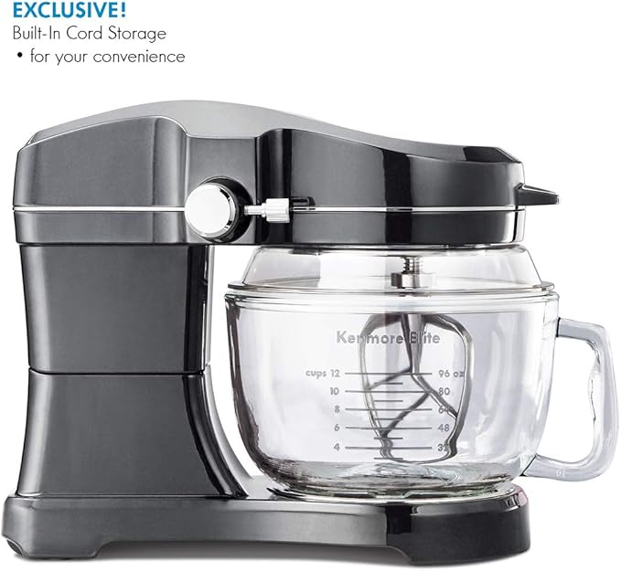 Kenmore Elite Ovation 49090 Exclusive Pour-In Top, 5-Qt. Tilt-Head Kitchen Stand Mixer, Metallic Silver
