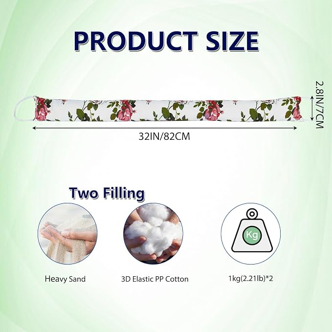 2 Pack 32 Inch 2.8 Inch Wide Slim Under Door Blocker Door Draft Stopper - Image 2