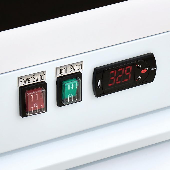Kratos Commercial Two Door Merchandising Refrigerator, Sliding Two Door Mobile White Display Refrigerator for Shops and C Stores, 53" Wide, LED Lighting, 115V (67K-209)