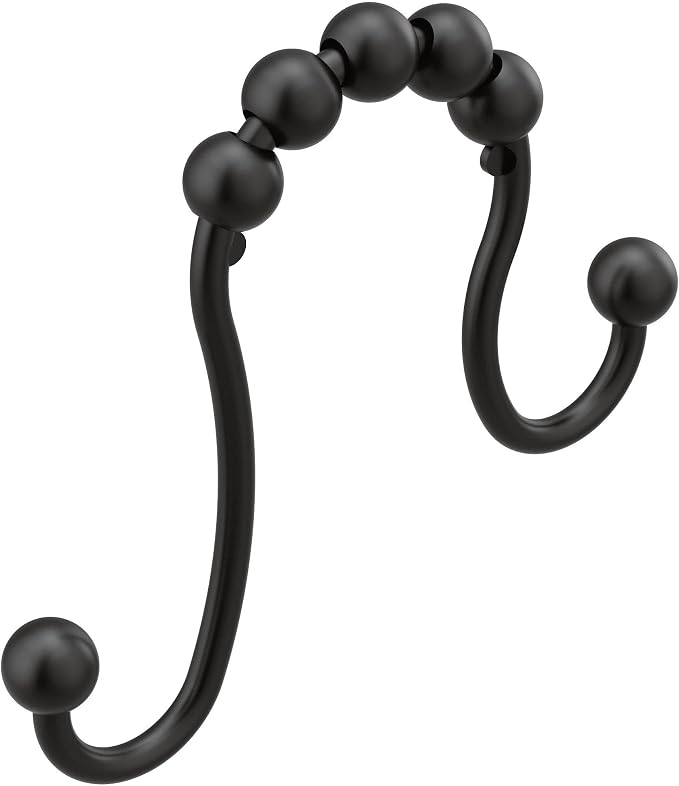 Moen Matte Black Shower Curtain Rings - Image 2