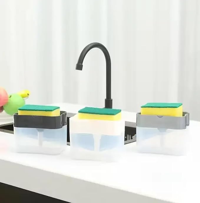 Countertop Kitchen Dish Soap Dispenser and Sponge Holder.Sink Dish Washing Soap - Image 3