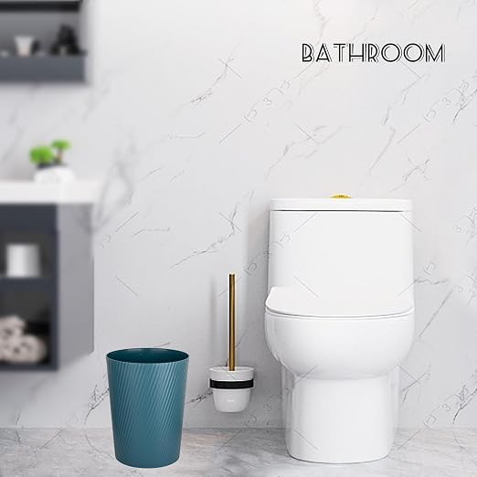 Small Bathroom Trash Can Wastebasket Garbage Can, 1.8 Gallon, Bluish Green | - Image 3