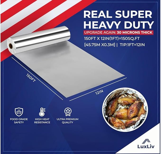 Aluminum Heavy Duty 30 Micron Tin Foil Roll – 12 inch wide x150ft ft Length - Image 4