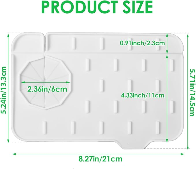 Dimeho Sink Faucet Splash Guard Mat Silicone Soap Dish Pad Small Faucet Handle - Image 2