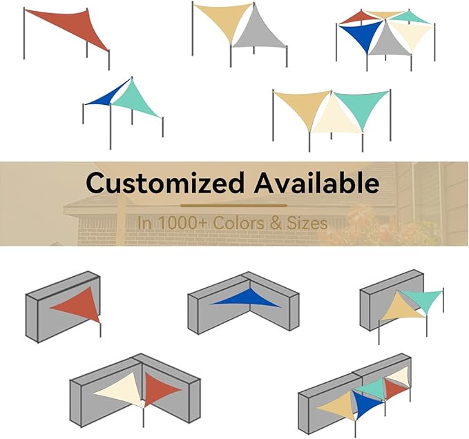 Amagenix Sun Shade Sail 12'X12'X12' Curved Edge Outdoor Shade Canopy Light Grey Breathable 95% UV Block Shade Cloth for Patio Garden Backyard (We Make Custom Size)
