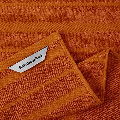 KitchenAid Albany Kitchen Towel 4-Pack Set, Honey Orange/White - Image 3