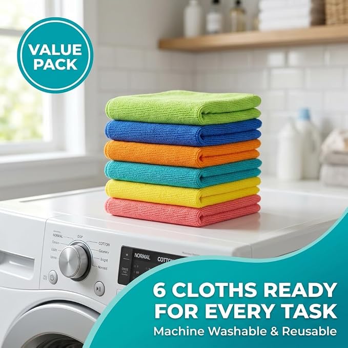 HELOMOR Large Microfiber Towels 6 Pack - Image 8