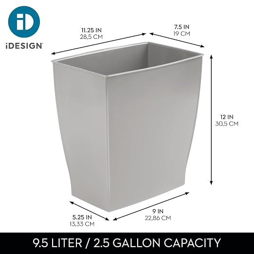 iDesign Small Plastic Bathroom Trash Can, Slim Rectangle - Image 4