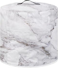 Air Fryer Dust Cover Compatible with 6 Quart Insulated Kitchen Appliance Cover with Top Handle and Front Pockets for Women Gift, White Marble