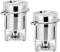 GarveeHome 11QT Soup Chafer Set of 2, Stainless Steel Round Soup Warmer with Pot, Notched Lids & Fuel Holders, Commercial Food Warmer for Buffets, Events and Party Service