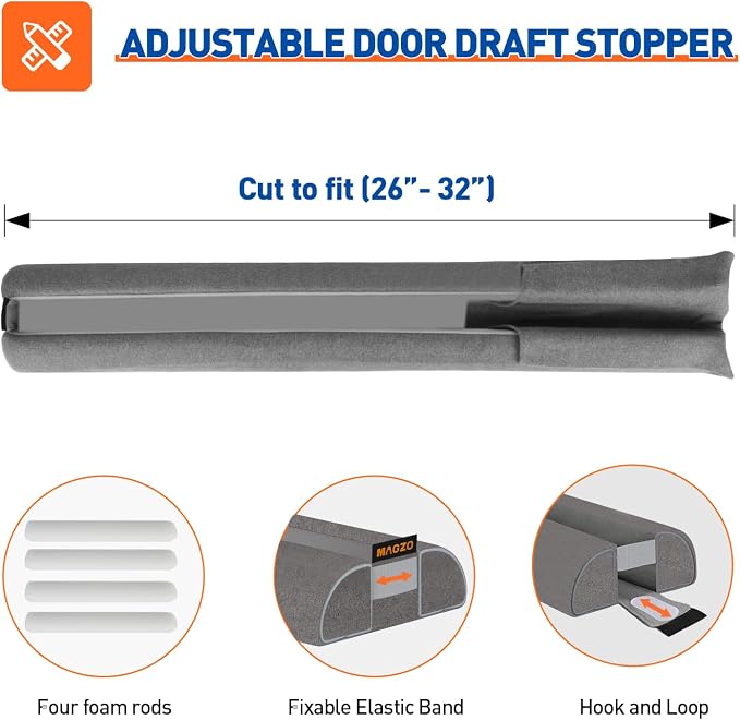 MAGZO Under Door Draft Stopper, 32 Inch Adjustable Door Gap Filler, Dust & - Image 4
