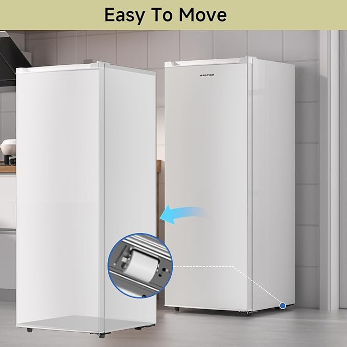 BANGSON Upright Freezer,7.0 Cu.ft Stand Up Freezer,Convertible Upright Freezer/Refrigerator,Single Door for Kitchen,Office,Apartment,White