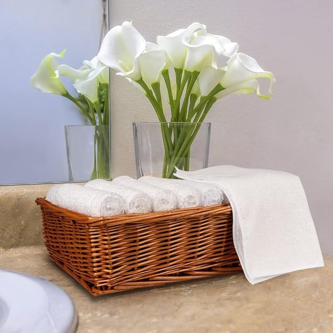 Orighty Washcloths Bulk, 50 Pack Microfiber Face Towels, 12x12 Inch White - Image 6