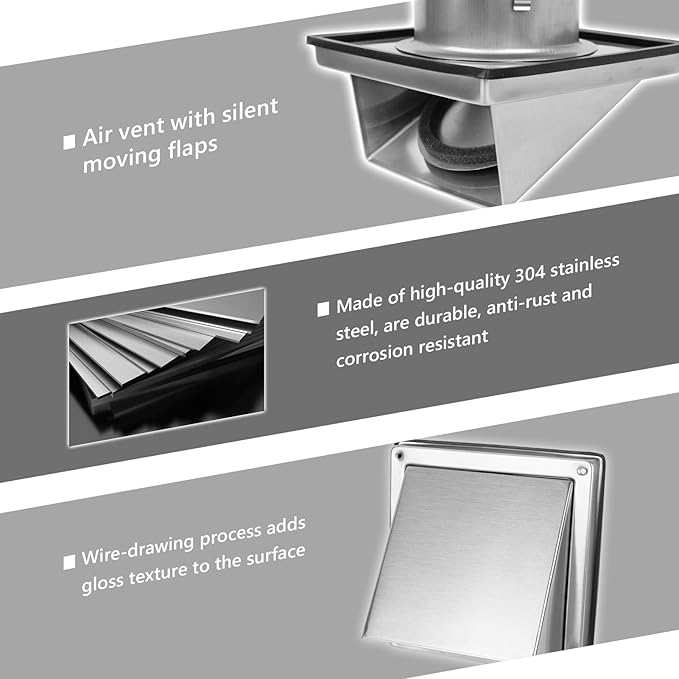 4 Inch Dryer Vent Cover Outside Stainless Steel Wall Vent with Removable Cover and Insect Screen Mesh