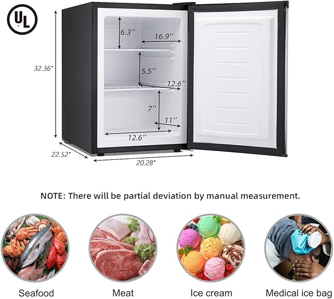 Antarctic Star Upright Freezer 3.0 Cu.ft, Compact Mini Freezer with Reversible Single Door, Temperature Control, Removable Shelves, Small freezer Stainless Steel for Dorms Home Office, Silver