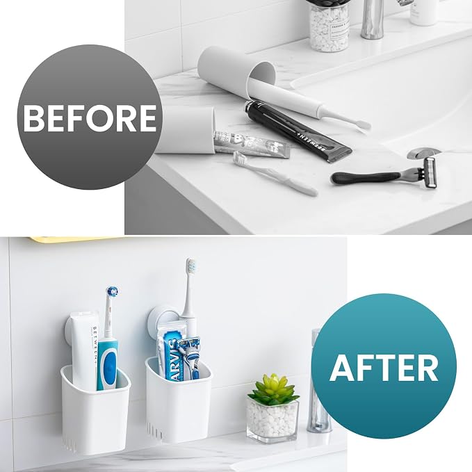 TAILI Suction Toothbrush Holder 2 Pack, Tumblers Replacement Shower Toothbrush - Image 7