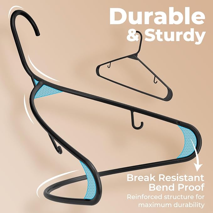 HOUSE DAY Black Plastic Hangers 20 Pack, Slim Space-Saving Clothes Hangers | - Image 6
