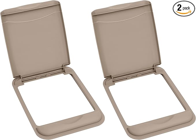 Rev-A-Shelf 50 Qt Under Sink Trash Can Lid for Base Kitchen/Bathroom Cabinet, Replacement Plastic Trash Bin Lids, 2 Pack, Champagne, RV-50-LID-12-1-40