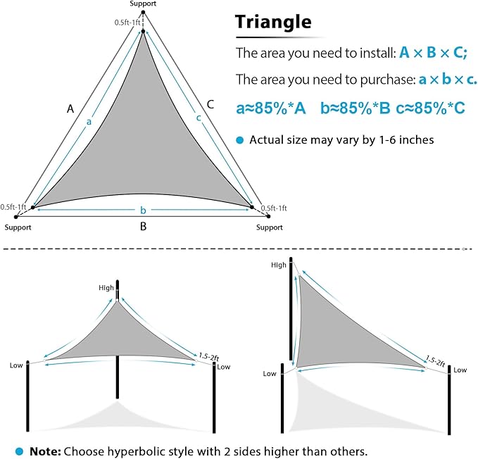 Amagenix Sun Shade Sail 9X9X12.7 Curved Edge Outdoor Shade Canopy White Breathable 95% UV Block Shade Cloth for Patio Garden Backyard (We Make Custom Size)