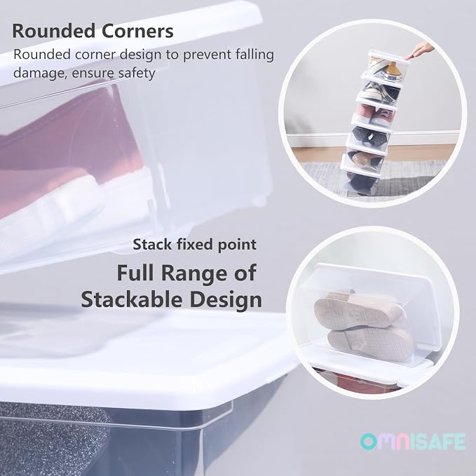 6 Quart Stackable Plastic Storage Shoebox, BPA-Free Nestable Container - Image 4